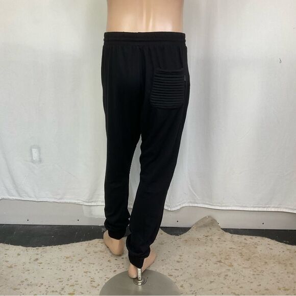 Basement Mens Drawstring Elastic Waist Knee Panel Jogger Sweatpants Black XL - Picture 4 of 13